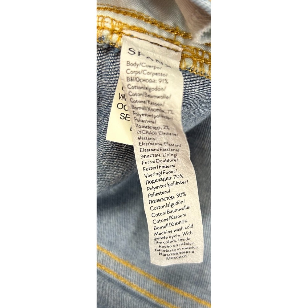 Vintage Spanx Wide Leg Jeans Womens L Indigo Blue Denim Seamed Front Pull On - Picture 8 of 14